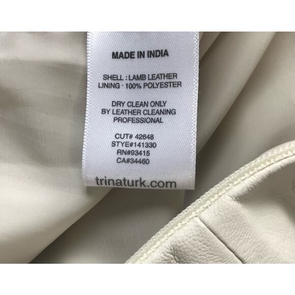 Trina Turk Dalia Bone Lamb Leather Asymmetric Dress Size 8 - Picture 7 of 8